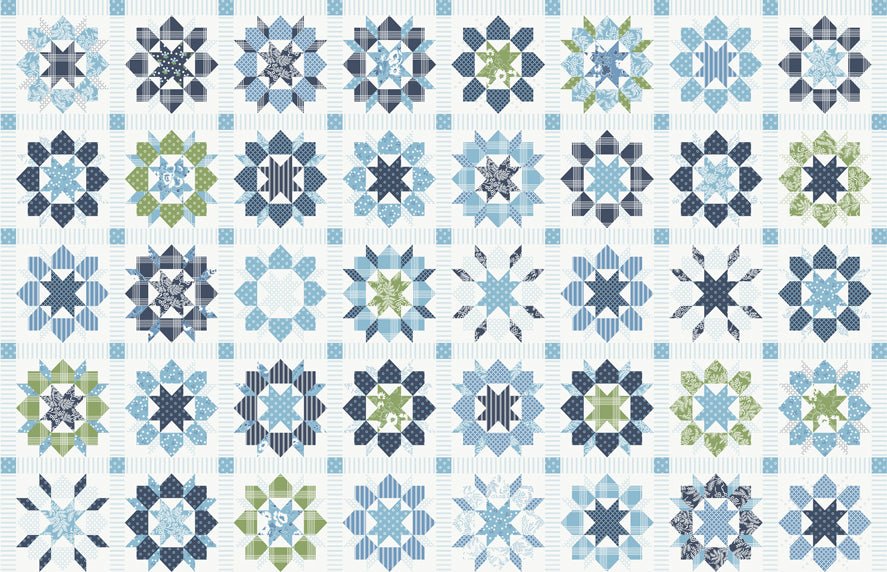 Nantucket Summer Cheater Quilt Fabric Multi 55268 11 by Camille Roskelley for Moda Fabrics - Jammin Threads