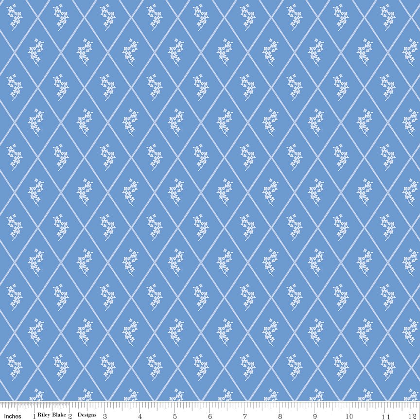 Penelope Quilt Fabric Diamonds C16642 - BLUE by My Mind's Eye for Riley Blake Designs - Jammin Threads