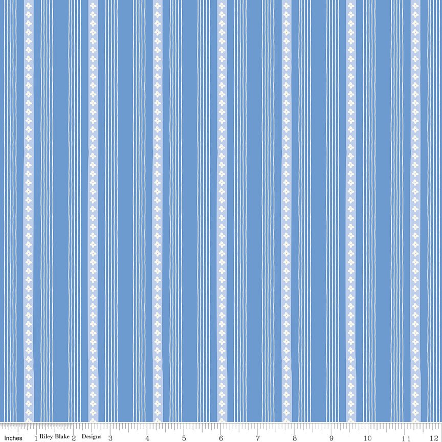 Penelope Quilt Fabric Stripes Blue C16645 - BLUE by My Mind's Eye for Riley Blake Designs - Jammin Threads
