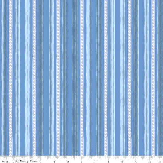 Penelope Quilt Fabric Stripes Blue C16645 - BLUE by My Mind's Eye for Riley Blake Designs - Jammin Threads