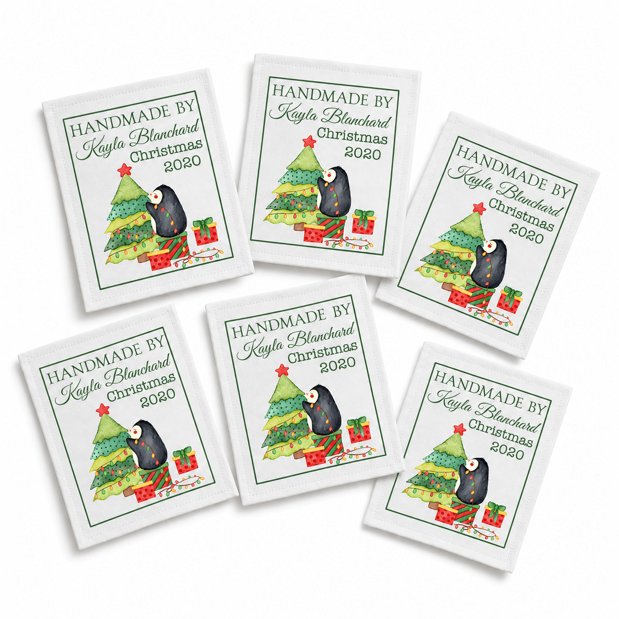 Personalized Christmas Penguin Quilt Label – Custom Handmade By Label with Year - Jammin Threads