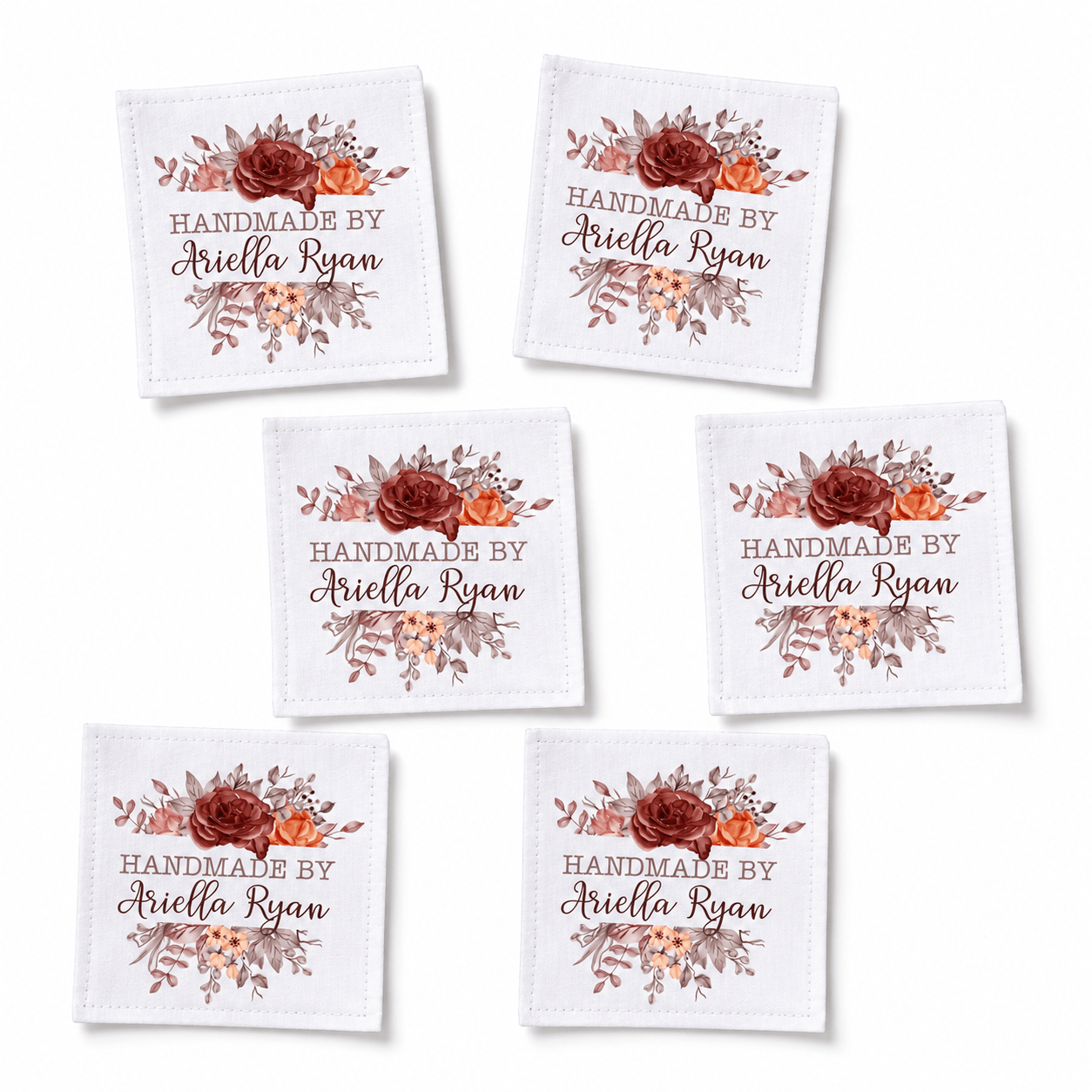 Personalized Floral Quilt Label – Custom Handmade By Maker Name Quilt Tag - Jammin Threads