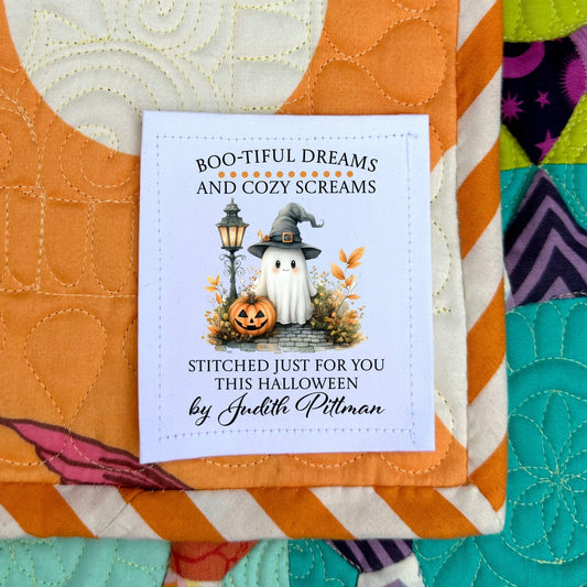 Personalized Halloween Quilt Labels – Set of 5 (3" x 2.25") - Jammin Threads