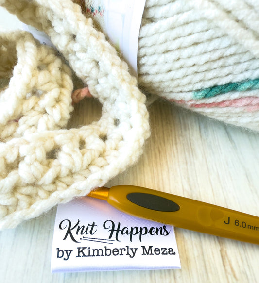 Personalized “Knit Happens” Satin Tags – 2x1" – Set of 25 Custom Knitting Labels - Jammin Threads