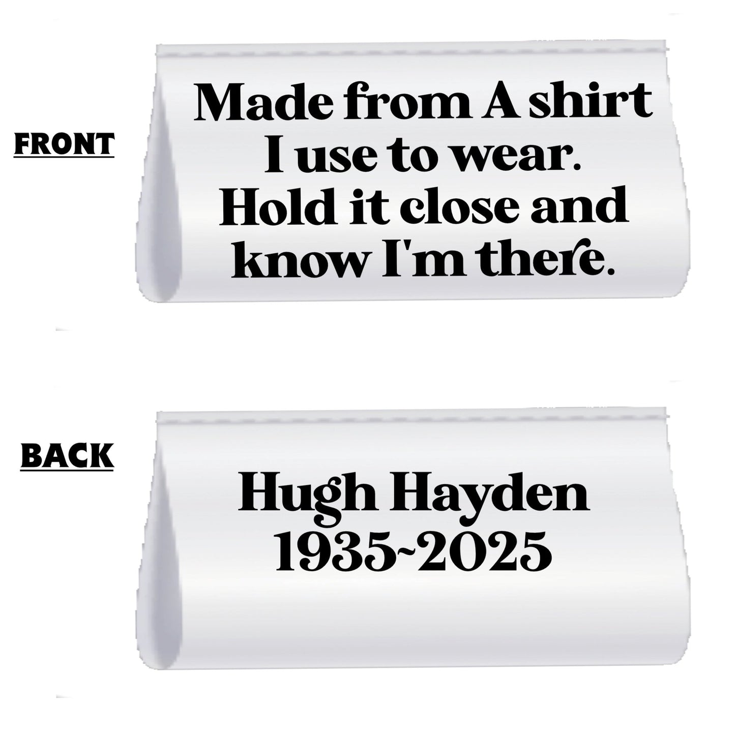 Personalized Memorial Satin Tag – Memory Shirt Quilt Label – “Made from a Shirt I Used to Wear” – Custom Name & Dates – 2” x 1” – Jammin’ Threads - Jammin Threads