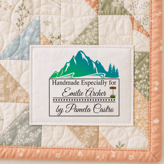 Personalized Mountain Quilt Label, Custom Handmade Especially For Quilt Tag with Recipient, Maker & Year - Jammin Threads