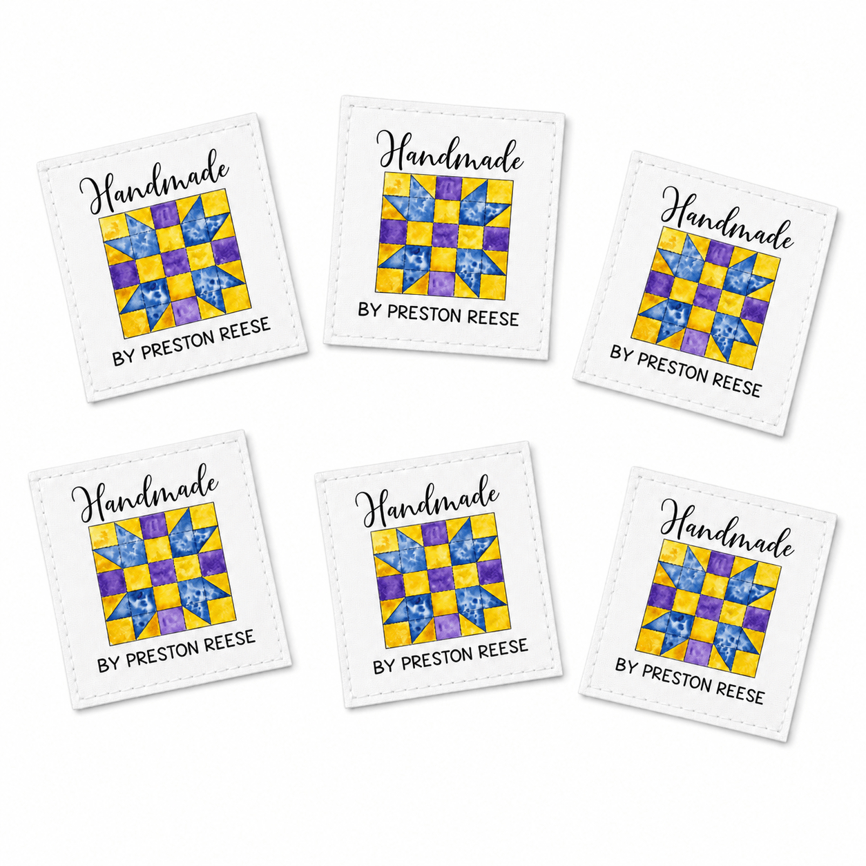 Personalized Quilt Block Quilt Label – Custom Maker Name Cotton or Polyester Quilt Tag - Jammin Threads