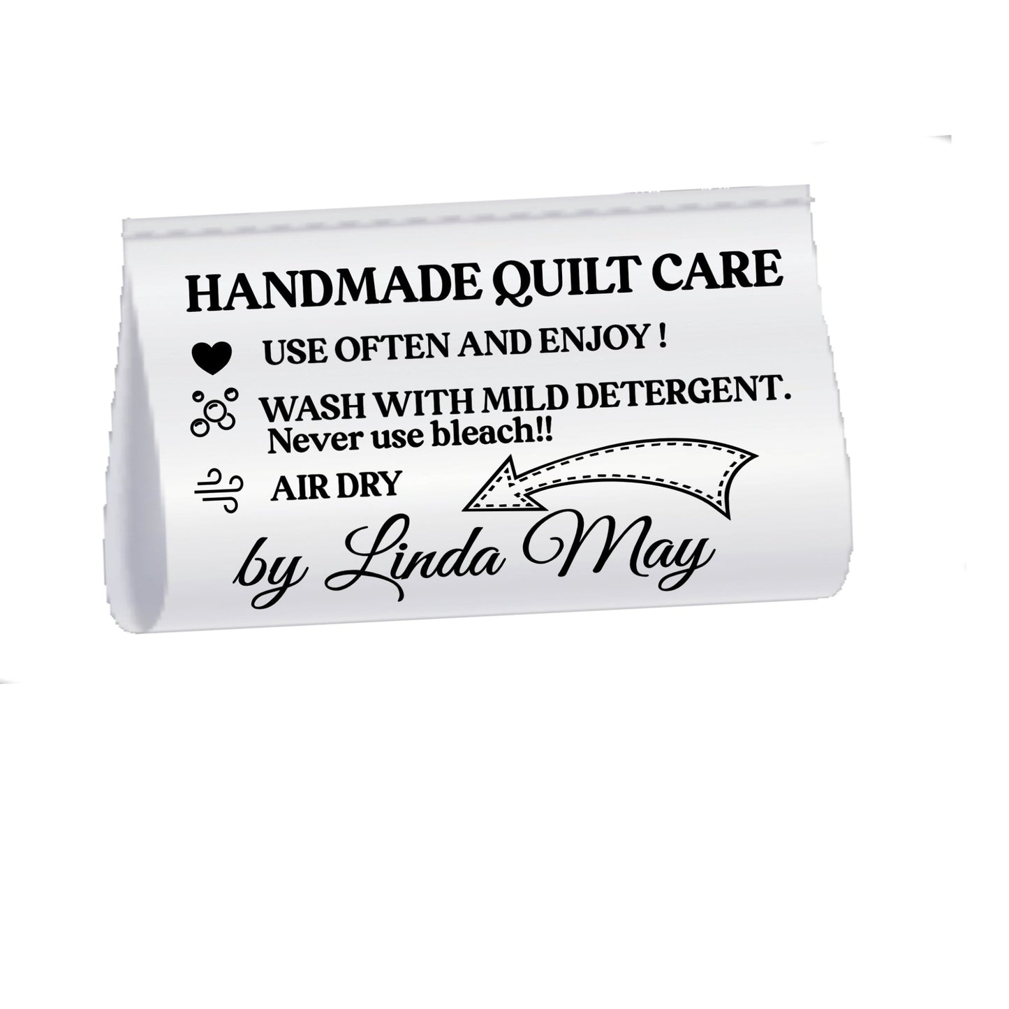 Personalized Quilt Care Labels – Satin Quilt Laundering Instruction Tags – Custom Quilt Maker Name Labels – Sew - In Quilt Care Tags – Set of 25 - Jammin Threads