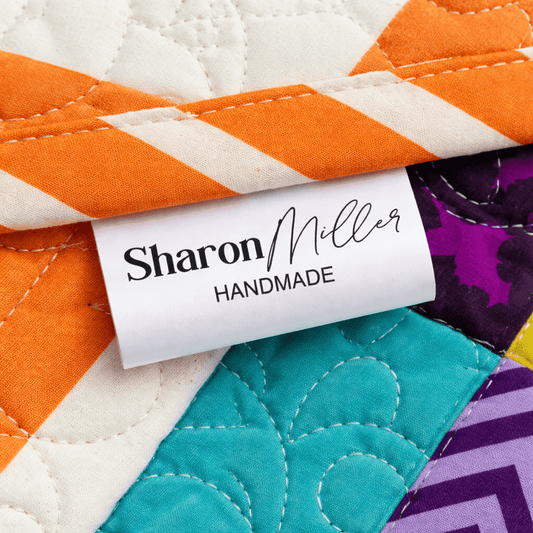 Personalized Satin Handmade Tags – Custom Name Fabric Labels – Fold - Over Sewing Tags – Minimalistic – 25 Pack - Jammin Threads