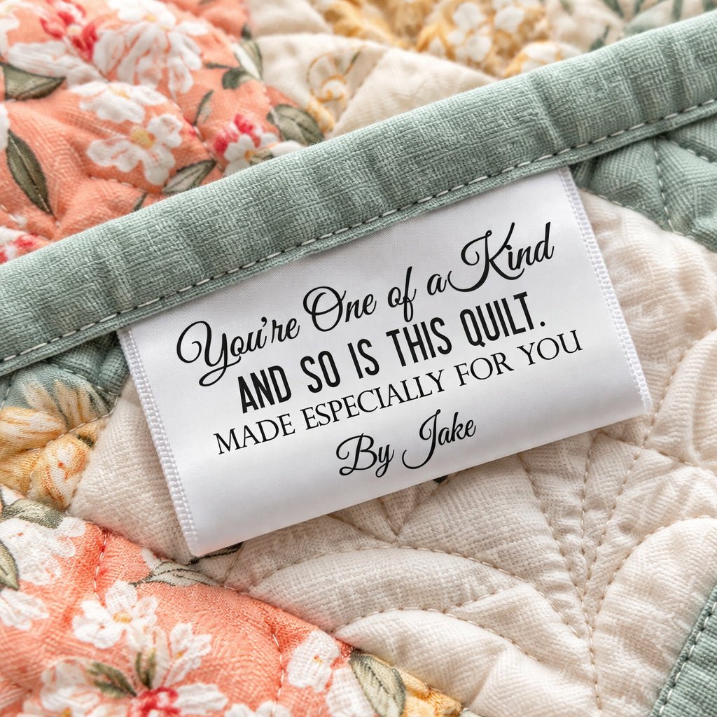 Personalized Satin Quilt Labels – “One of a Kind” Custom Fold Over Tag