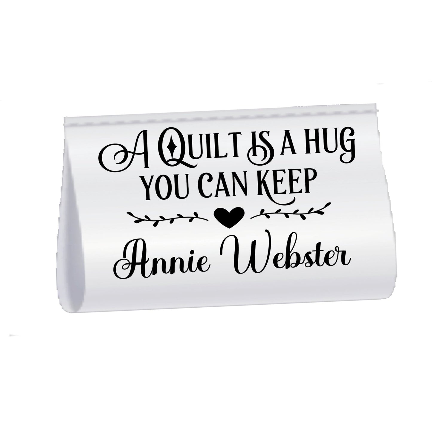 Personalized Satin Quilt Tag – “A Quilt Is a Hug You Can Keep” – Custom Maker Name – Sew - In Quilt Label – 2" x 1" Folded – Set of 25 - Jammin Threads