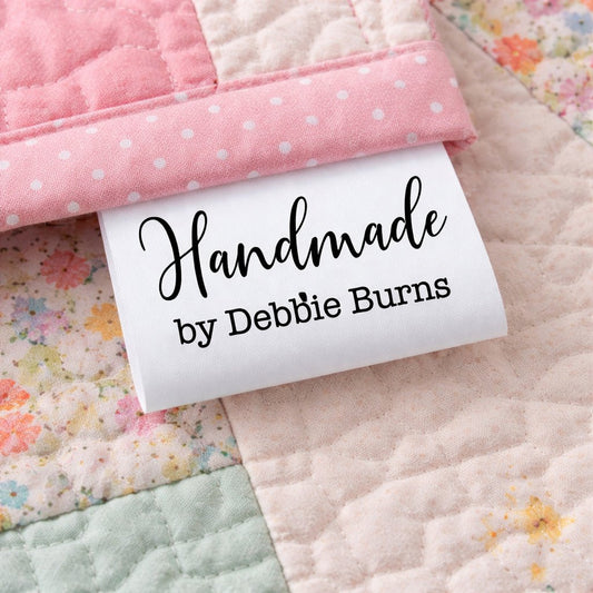 Personalized Satin Quilt Tag – Minimalist Handmade Label with Name, Custom Fold Over Sew - In Tag, 2x1 Quilt Label - Jammin Threads