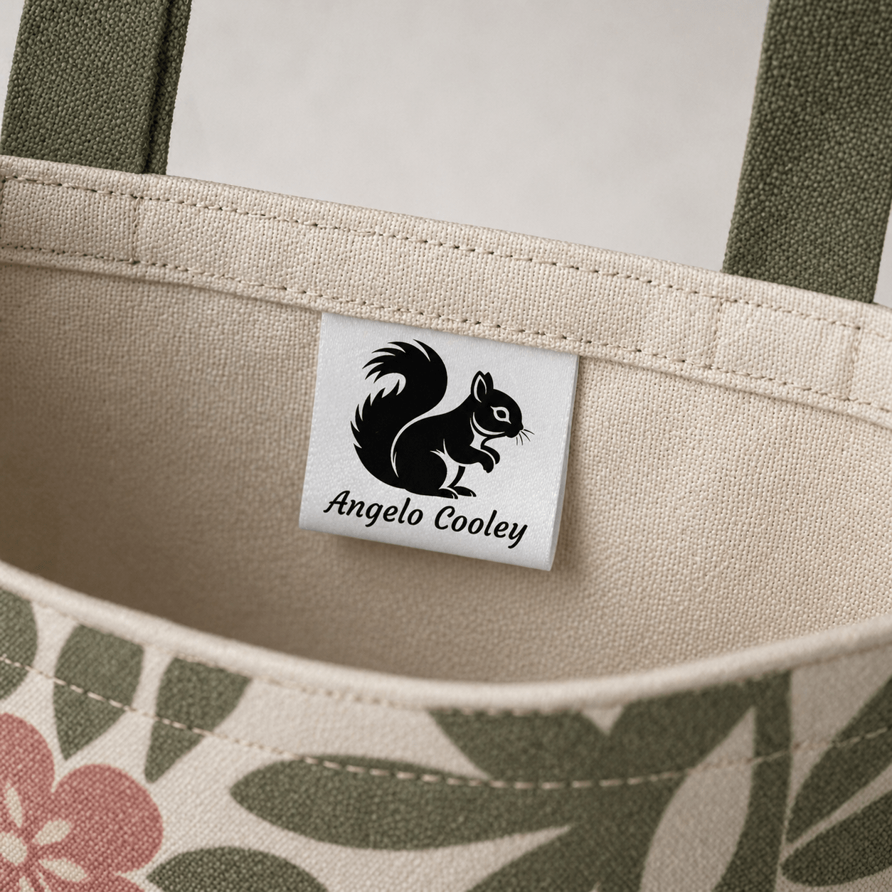 Personalized Squirrel Satin Quilt Label – Custom Name Sew - In Tag | Woodland Animal Quilt Tag | 1” x 1” Fold - Over Label - Jammin Threads