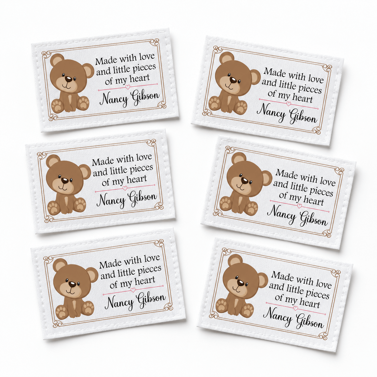 Personalized Teddy Bear Quilt Label | Made with Love and Little Pieces of My Heart Custom Quilt Label - Jammin Threads