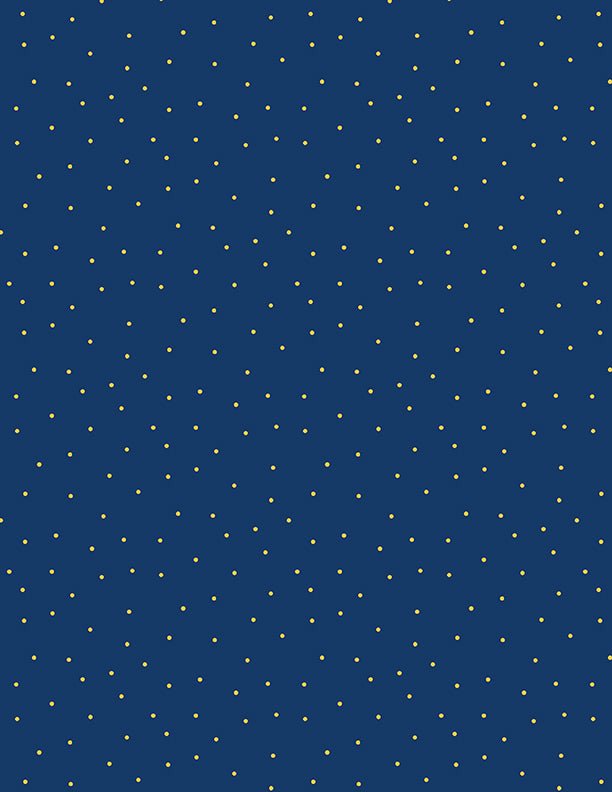 Pindots Navy with Yellow Quilt Fabric by Wilmington Prints. - Jammin Threads