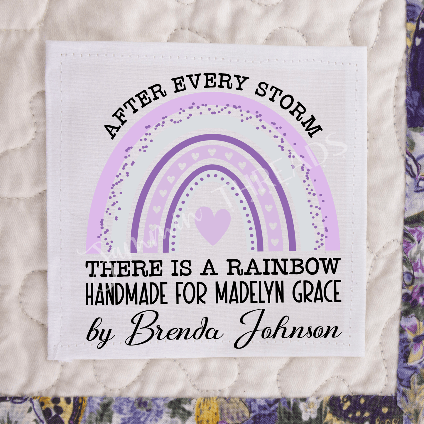 Purple Rainbow Baby Custom Quilt Label - Jammin Threads