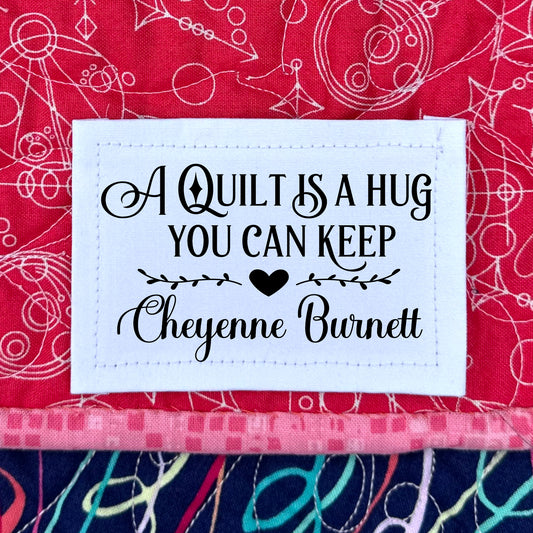 A Quilt is A Hug You Can Keep Quilt Labels in cotton or polyester