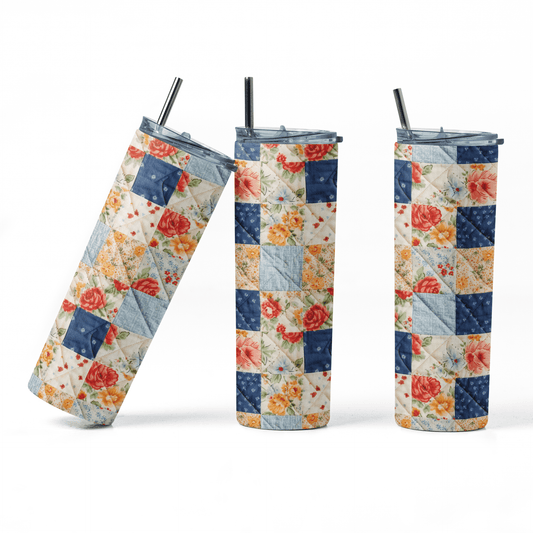Quilt Pattern Skinny Tumbler - 20 oz. Skinny Tumbler for Quilters - Jammin Threads