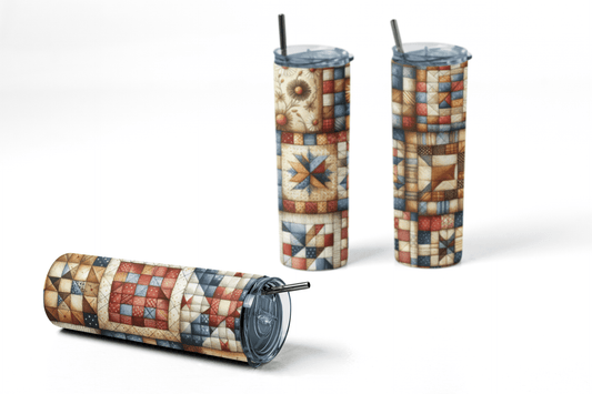 Quilt Pattern Skinny Tumbler - 20 oz. Skinny Tumbler for Quilters - Jammin Threads