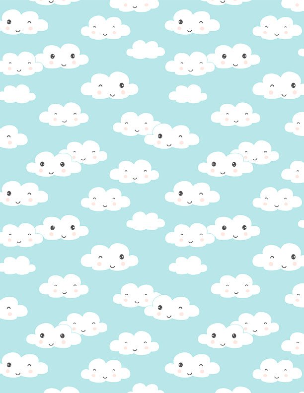 Rainbow Dreams Quilt Fabric Clouds All Over Blue by Jenny Faw 3073 43021 419 - Jammin Threads