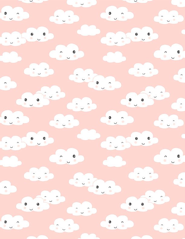 Rainbow Dreams Quilt Fabric Clouds All Over Pink by Jenny Faw 3073 43021 319 - Jammin Threads