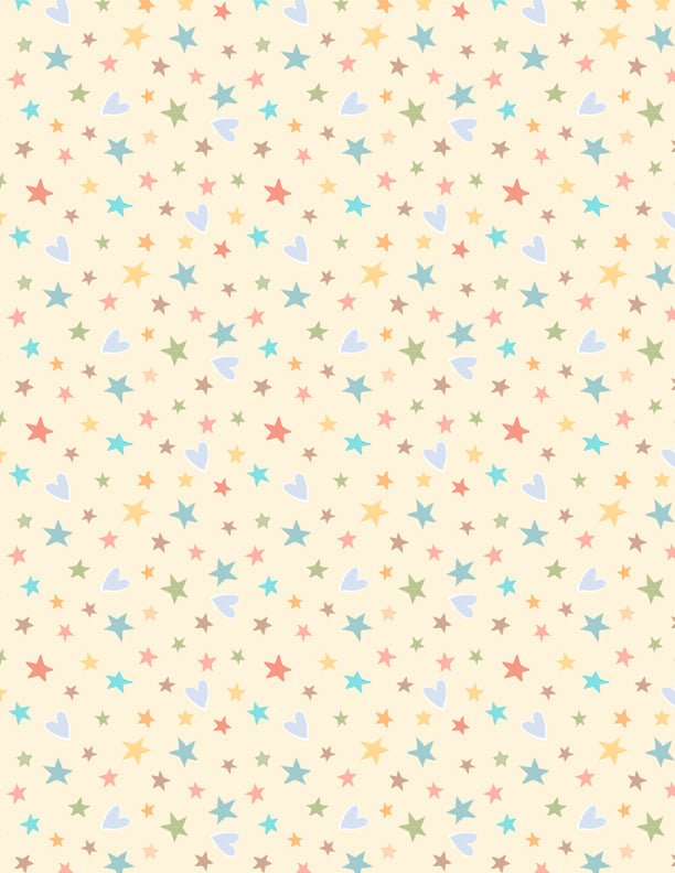 Rainbow Dreams Quilt Fabric Stars and Hearts Yellow by Jenny Faw 3073 43022 553 - Jammin Threads