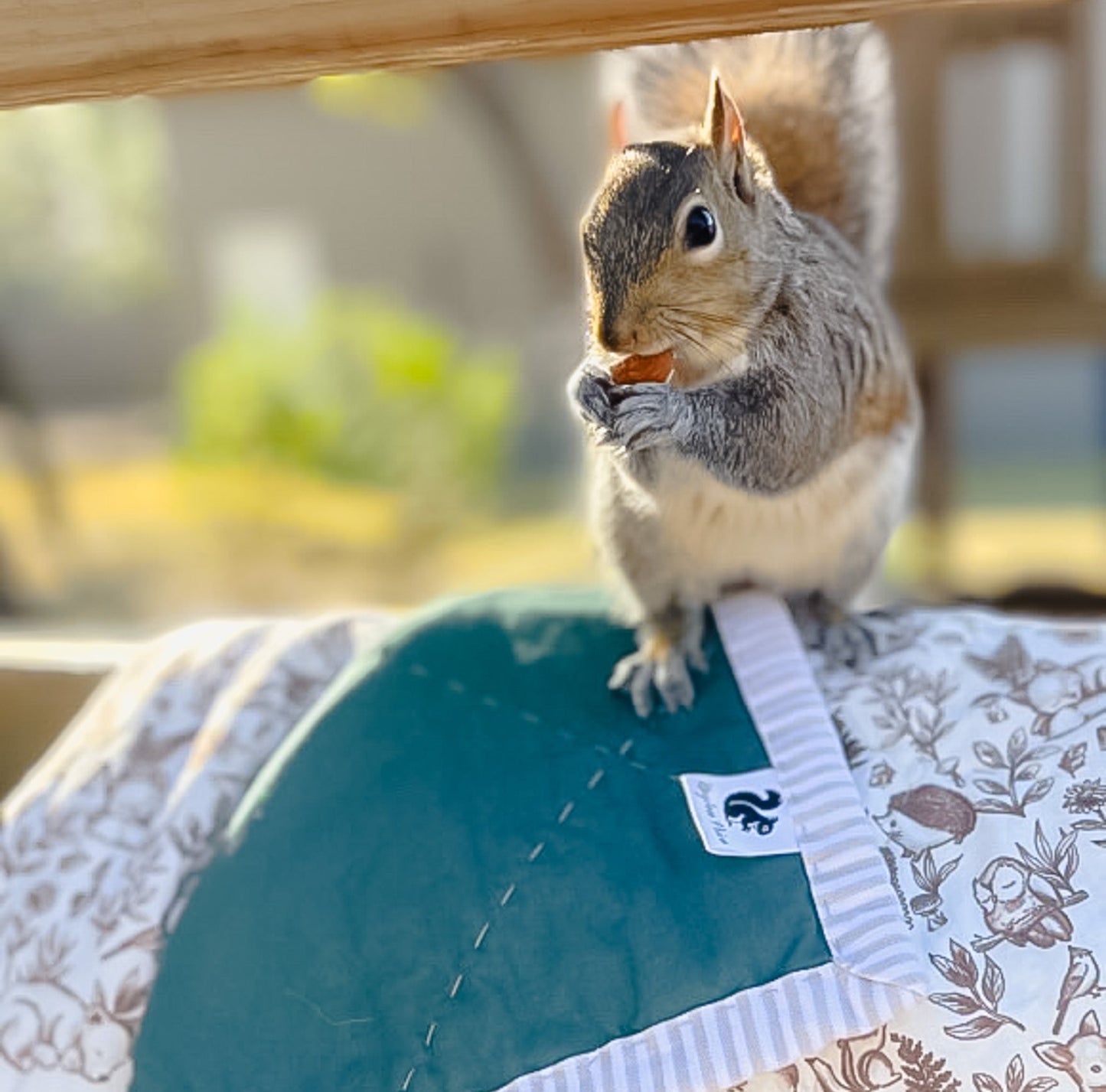 Squirrel Satin Quilt Labels. 1 inch satin quilt craft labels and tags - Jammin Threads