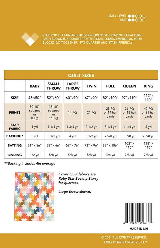 Star Pop Quilt Pattern by Quilty Love - Jammin Threads