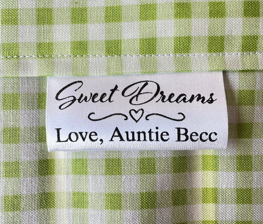 Sweet Dreams. Satin Quilt Labels and Tags - Jammin Threads