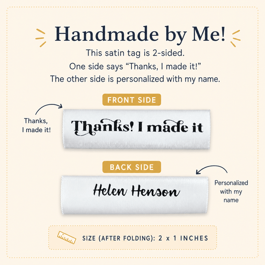 Thanks, I Made It – Personalized Fold Over Satin Labels - Jammin Threads