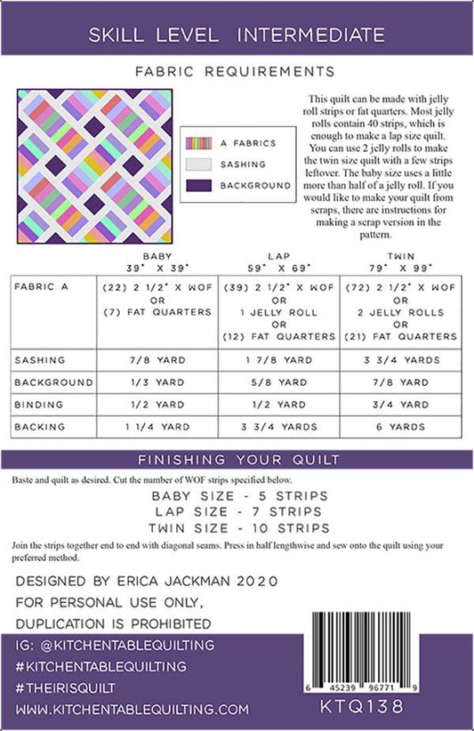 The Iris Quilt Pattern by Erica Jackman and Kitchen Table Quilting - Jammin Threads