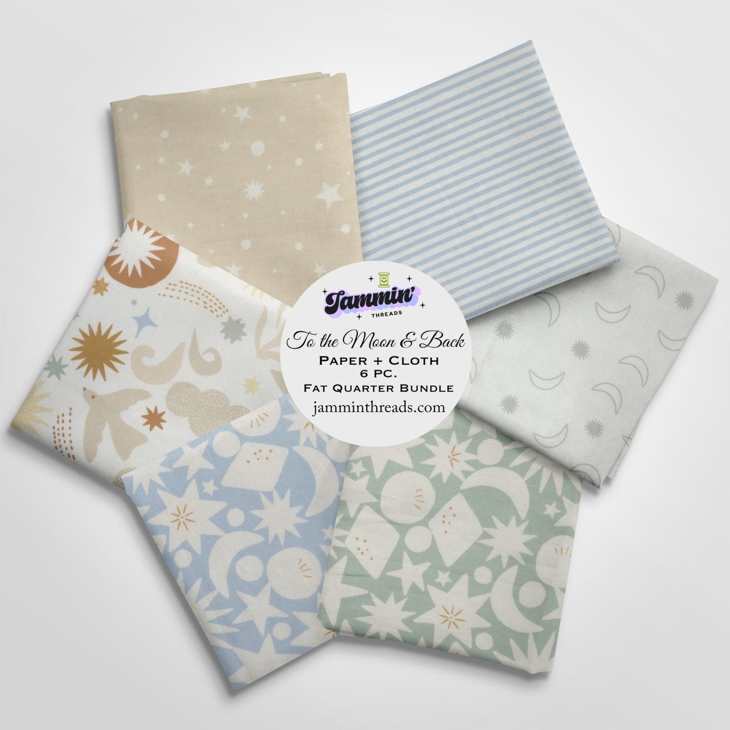To The Moon and Back Fat Quarter Bundle – Paper + Cloth for Moda Fabrics – 6 Piece Curated Bundle by Jammin' Threads - Jammin Threads