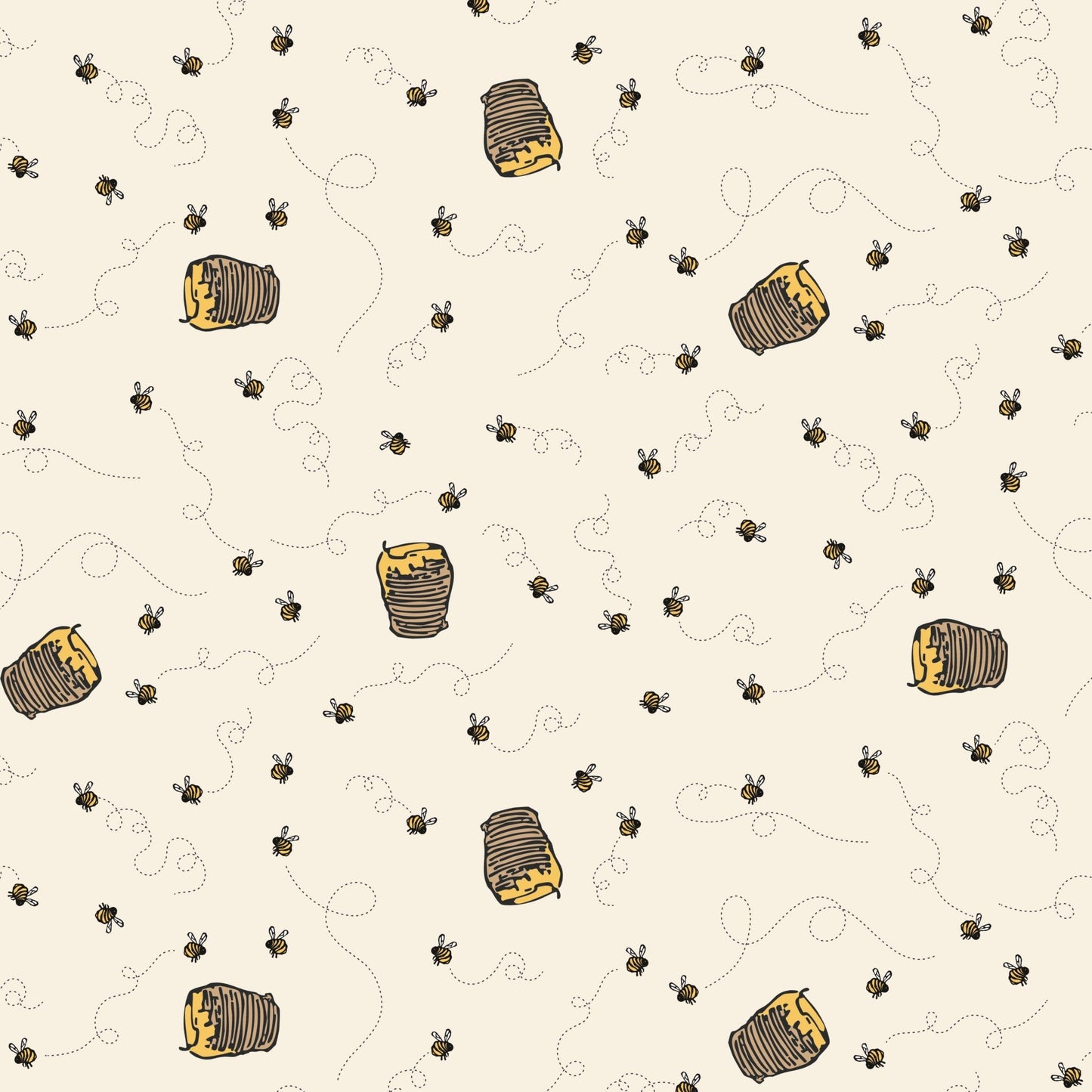 Winnie the Pooh Quilt Fabric Bees C17004 - CREAM by Echo Park Paper Co. - Jammin Threads