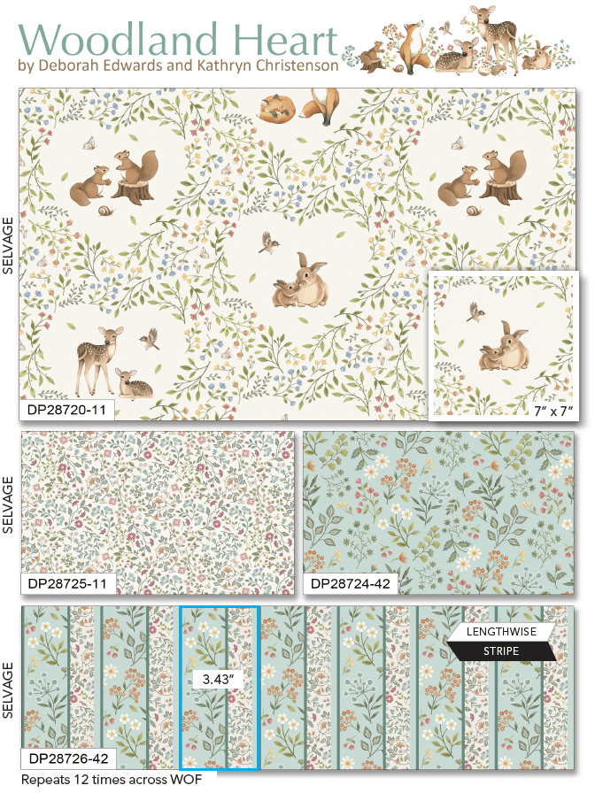 Woodland Heart DP28723 - 12 by Deborah Edwards and Kathryn Christenson for Northcott Fabrics - Jammin Threads