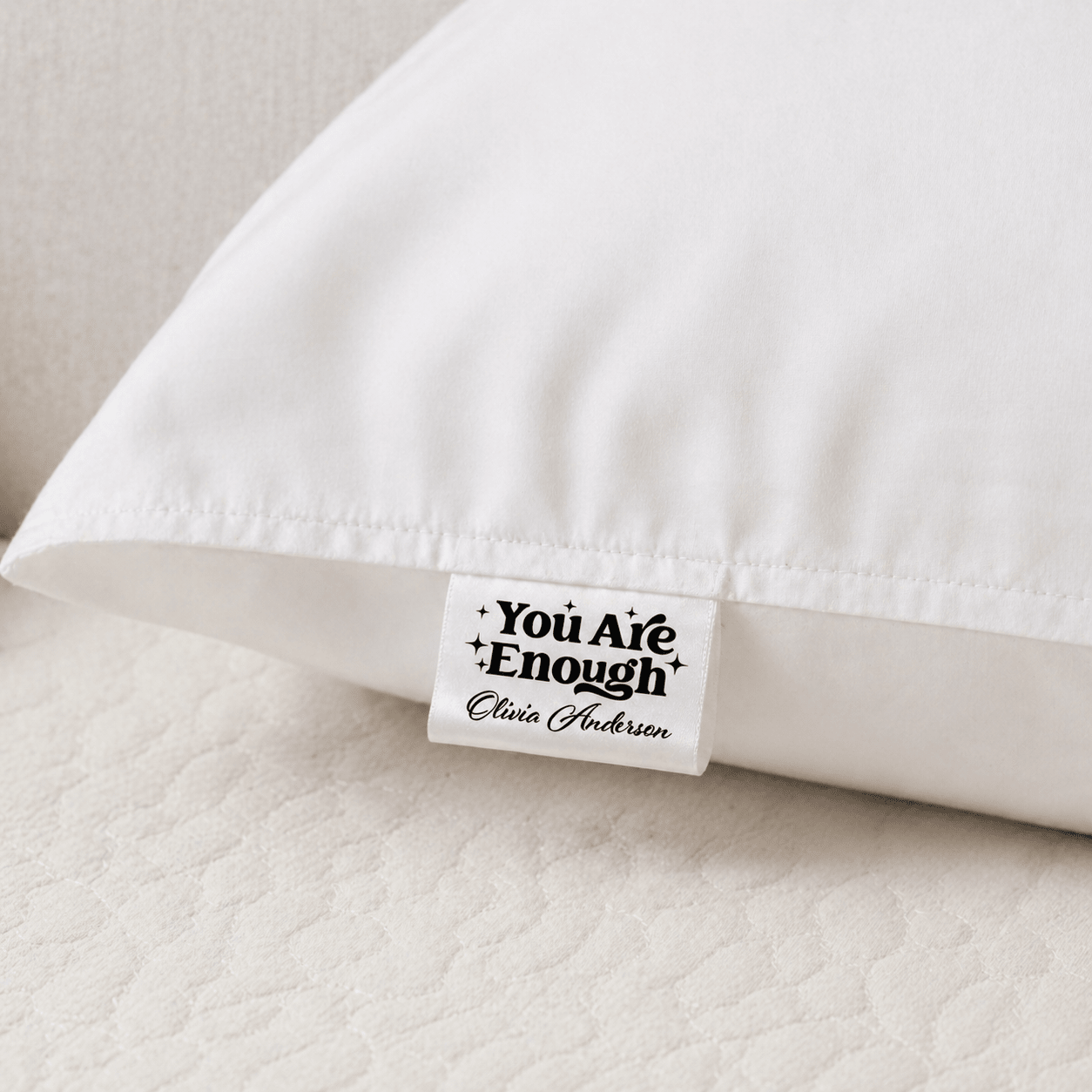 You Are Enough Satin Quilt Label – Personalized Sew - In Tag with Name | Inspirational Quilt Tag | Custom Satin Label - Jammin Threads