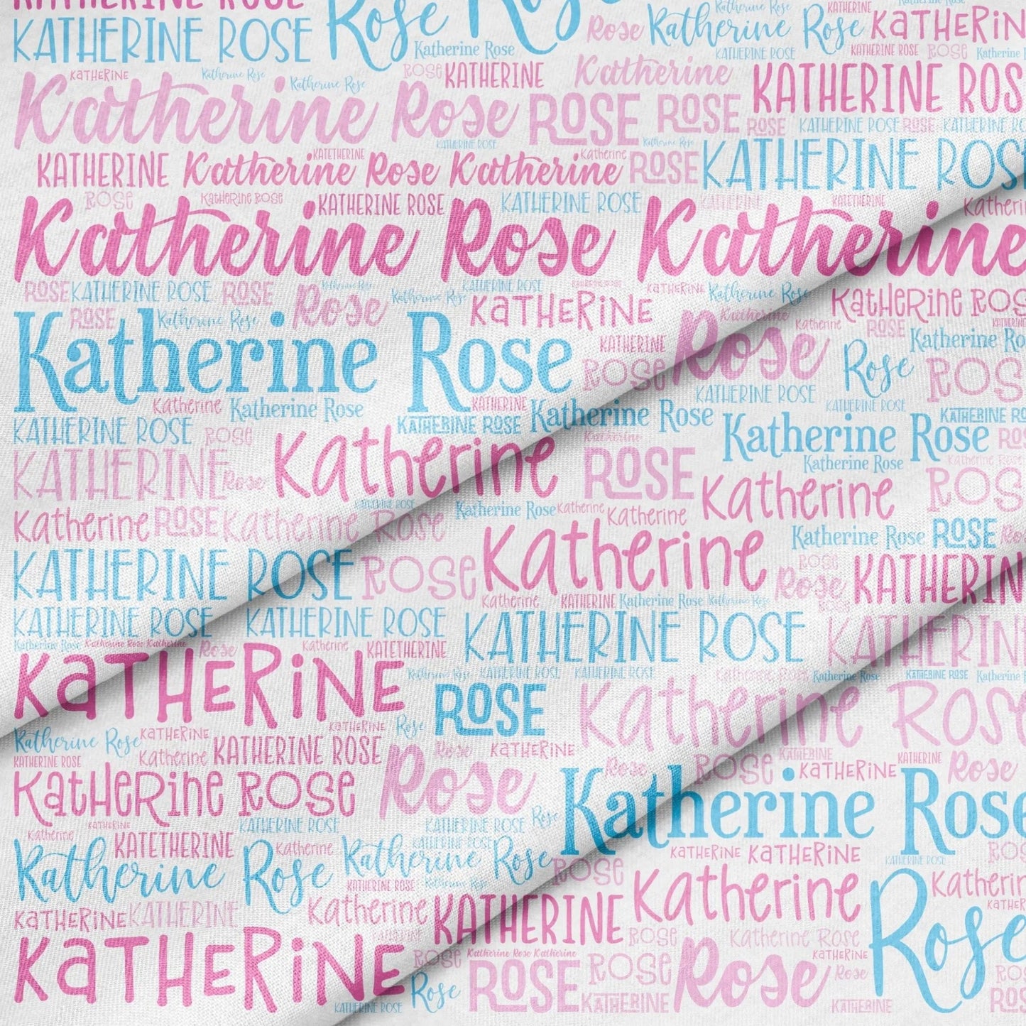 custom fabric panel with pink and blue lettering by Jammin' Threads