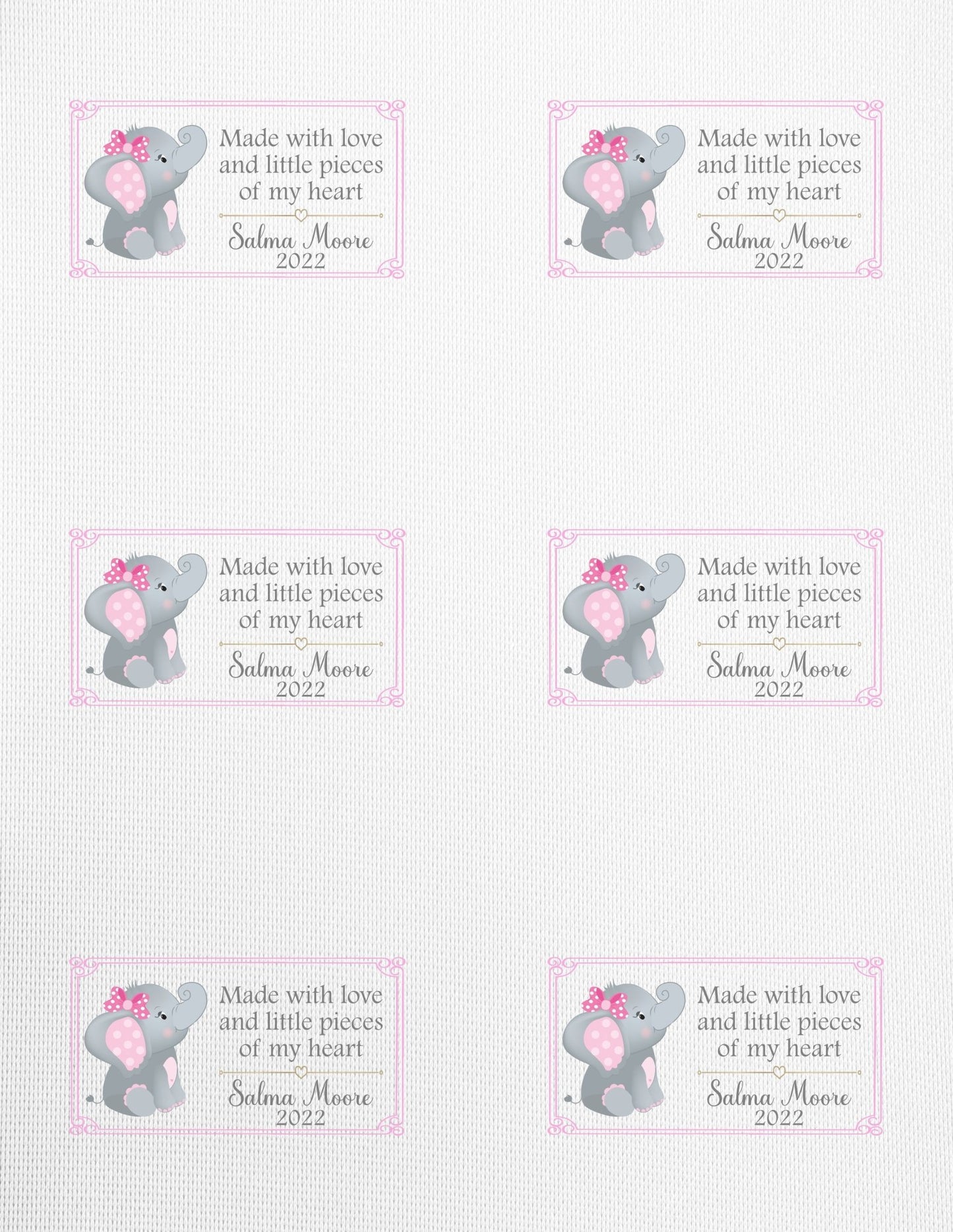 Baby Elephant Quilt Labels - Jammin Threads
