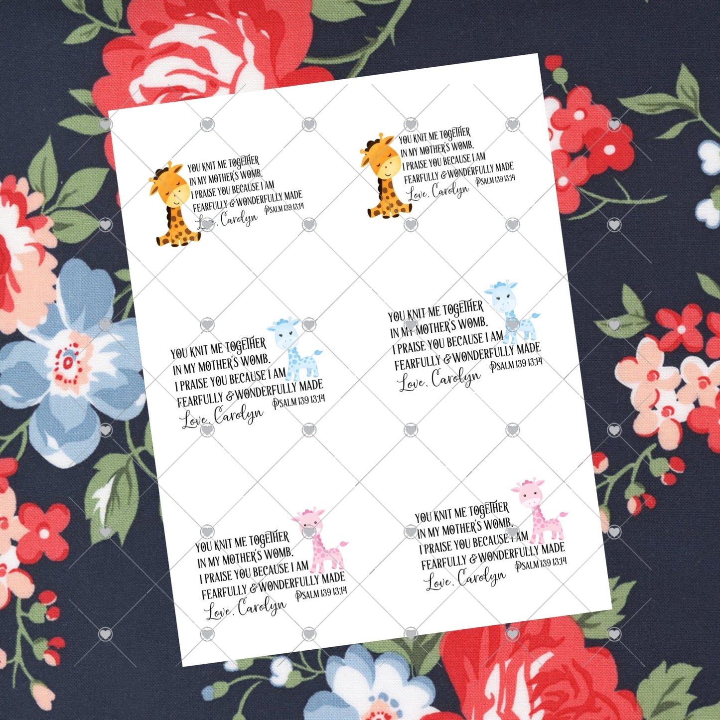 Baby Giraffe Quilt Labels - Personalized Baby Quilt Labels - Jammin Threads