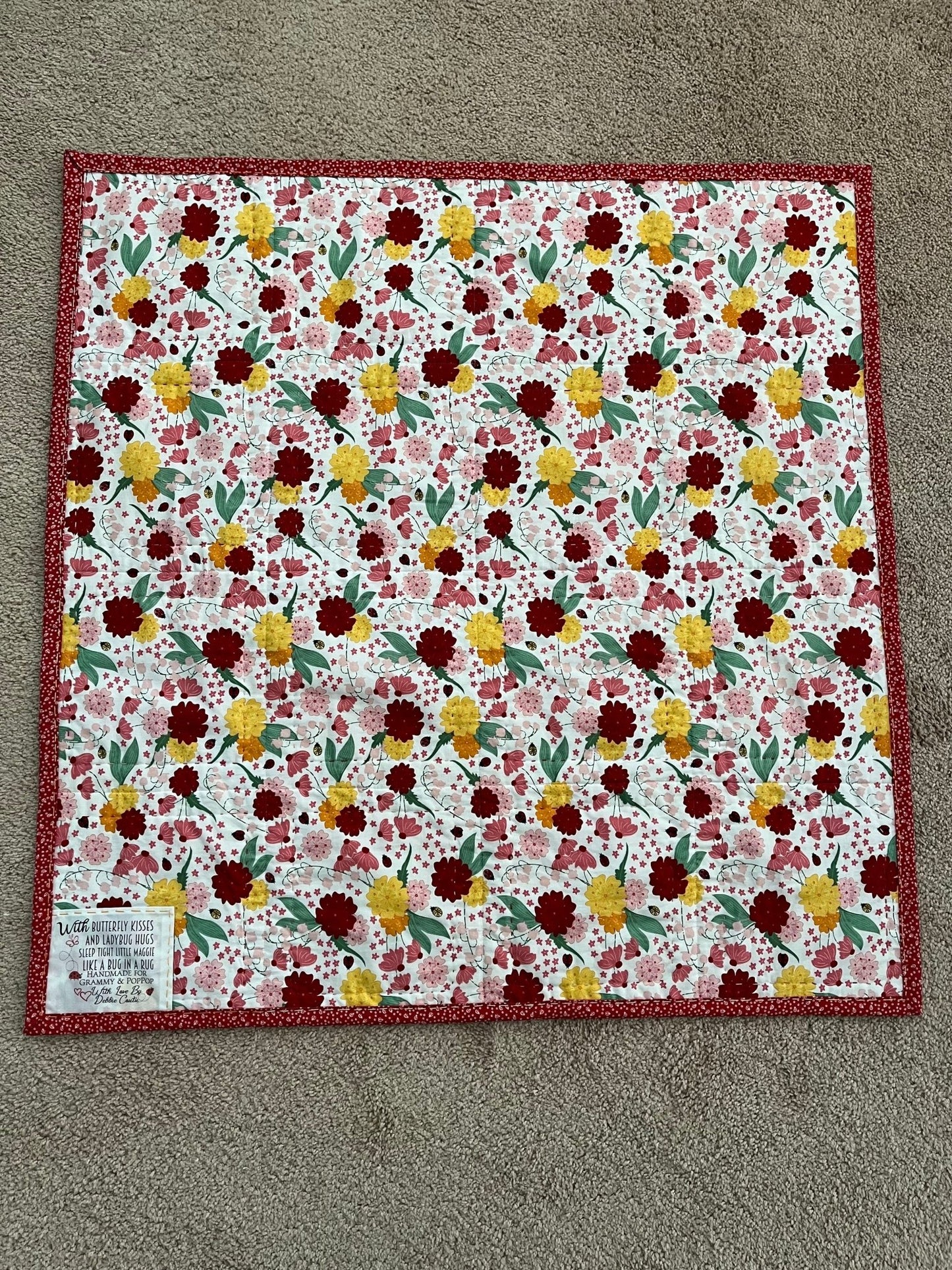 Butterfly Kisses and A Ladybug Hug. Personalized baby and kid's quilt labels - Jammin Threads
