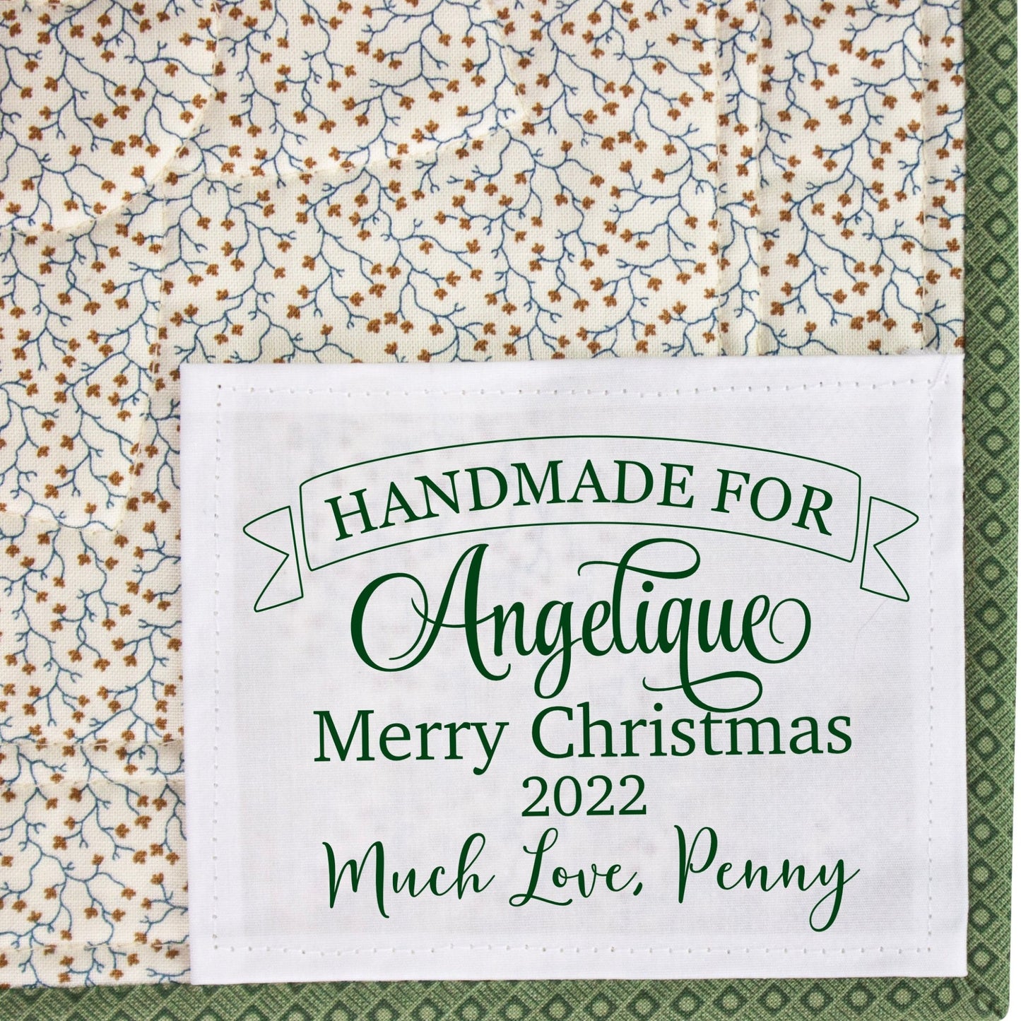 Custom Quilt Label. We add the recipients name, your message and name - Jammin Threads