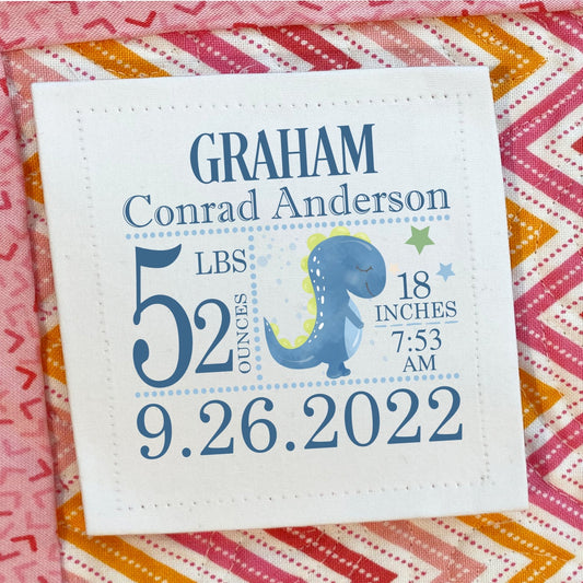 Dinosaur Baby Quilt Label - Jammin Threads