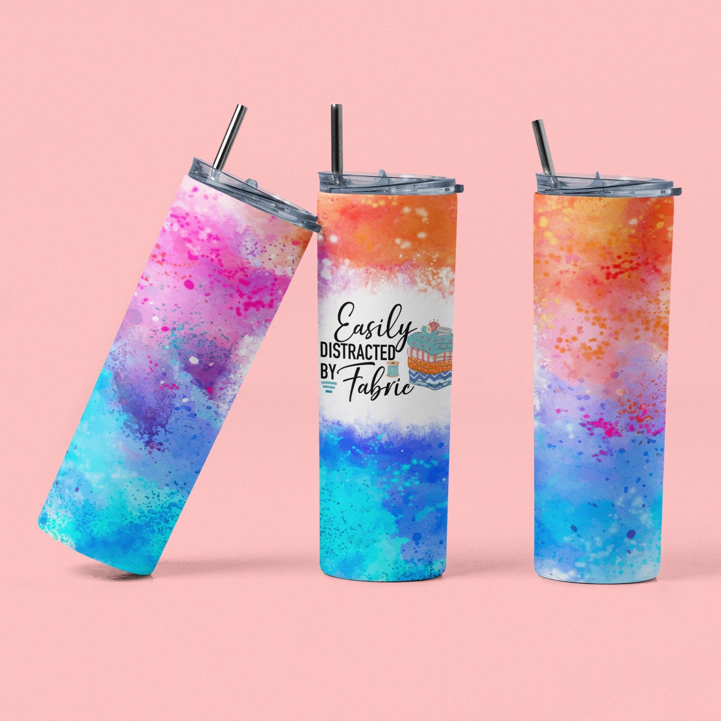 Easily Distracted by Fabric - Funny, Sewing & Quilting Skinny Tumbler - Jammin Threads