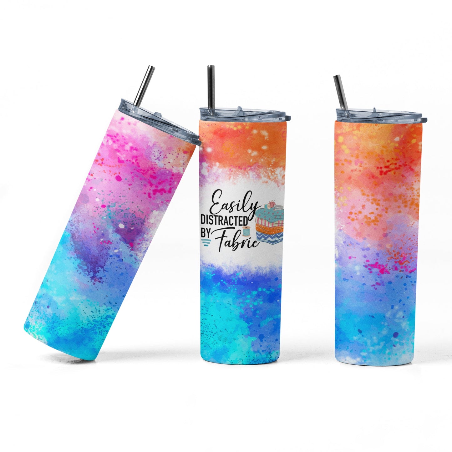 Easily Distracted by Fabric - Funny, Sewing & Quilting Skinny Tumbler - Jammin Threads