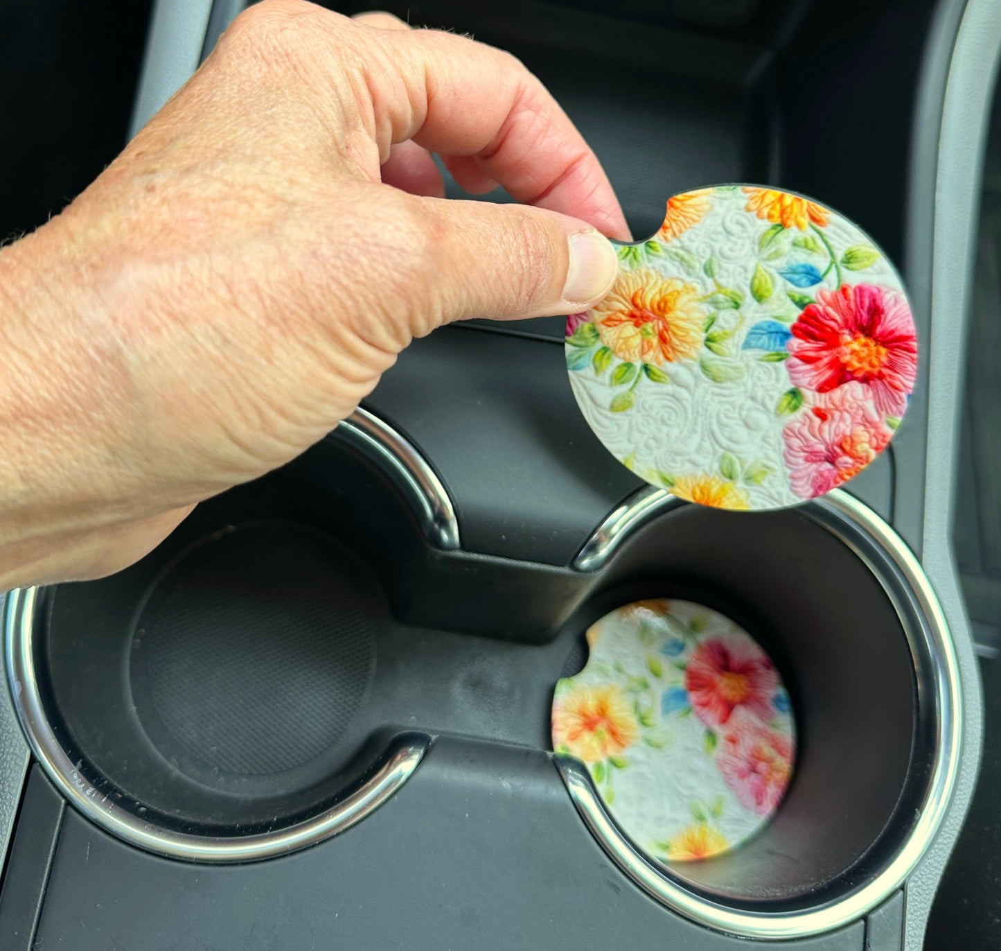 Floral Quilt Pattern Car Coaster - Car Accessories for the Quilter - Jammin Threads