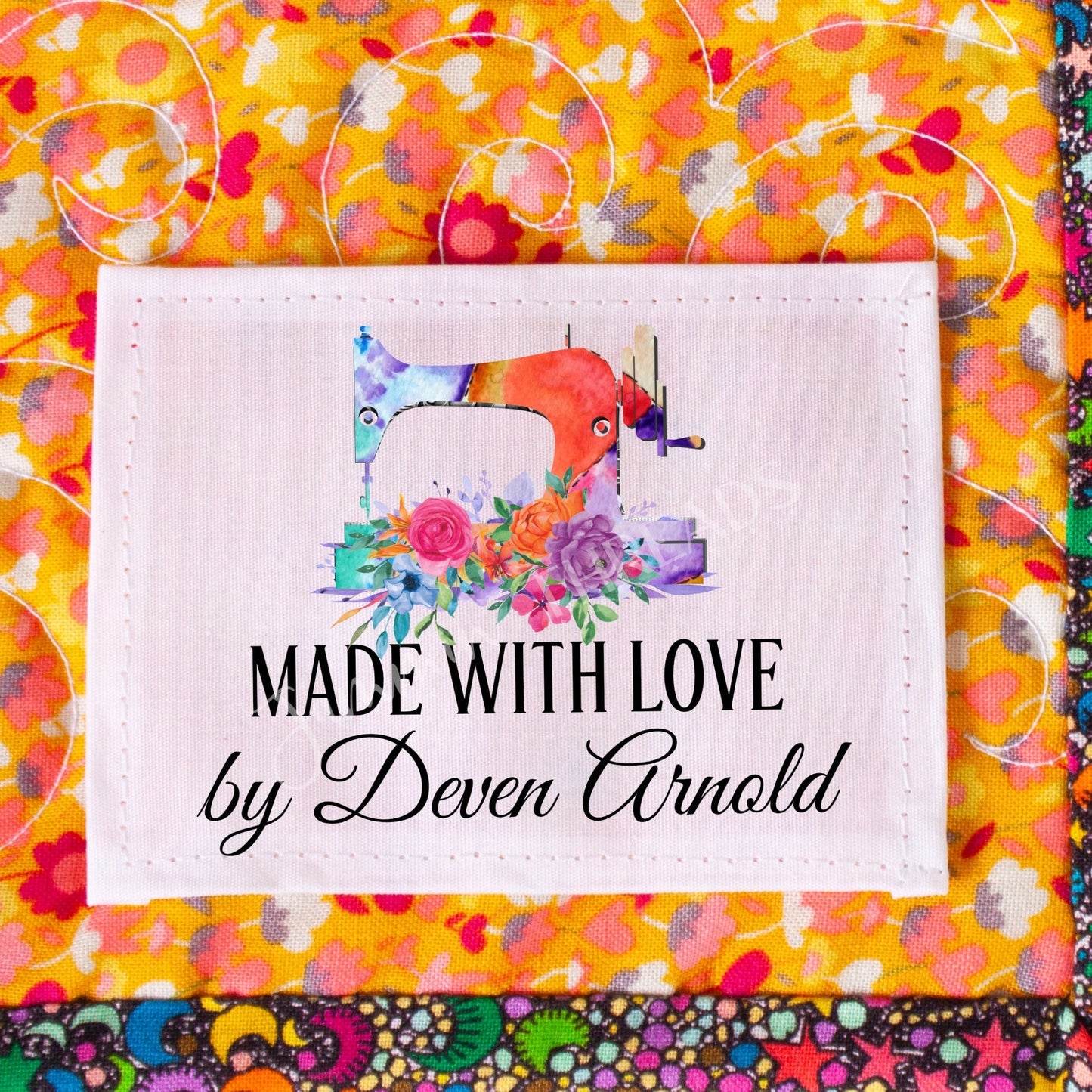 Floral Sewing Machine - Personalized Quilt Labels - Jammin Threads