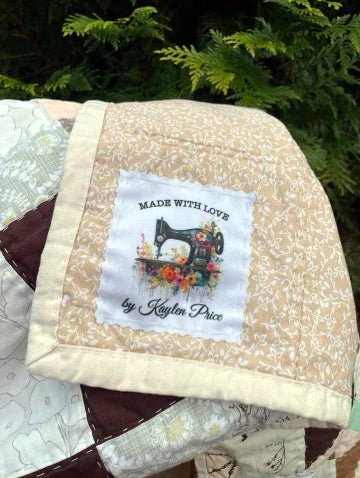 Floral Sewing Machine - Personalized Quilt Labels - Jammin Threads