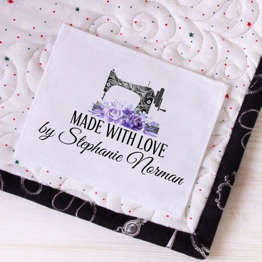 Floral Sewing Machine - Personalized Quilt Labels - Jammin Threads