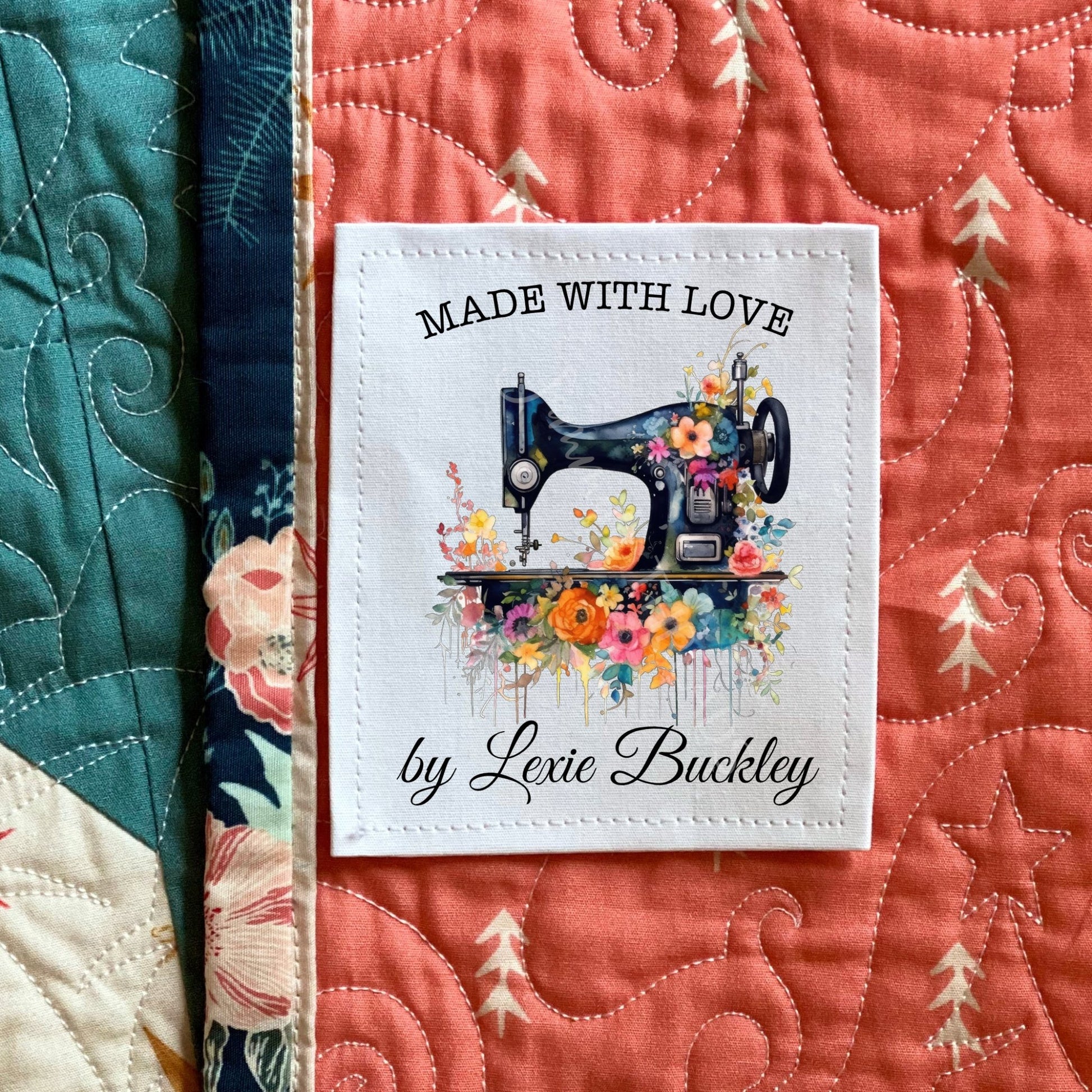 Floral Sewing Machine - Personalized Quilt Labels - Jammin Threads