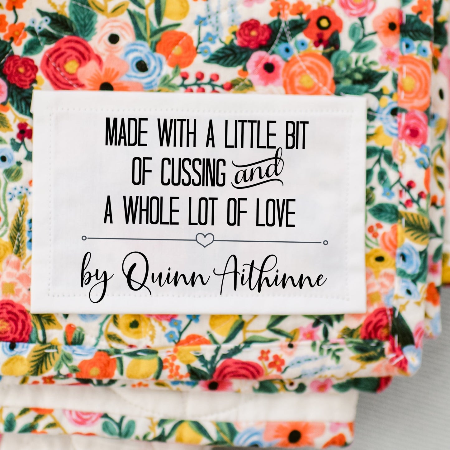 Made with A Little Bit of Cussing and A Whole Lot of Love. Modern, sarcastic quilt labels - Jammin Threads