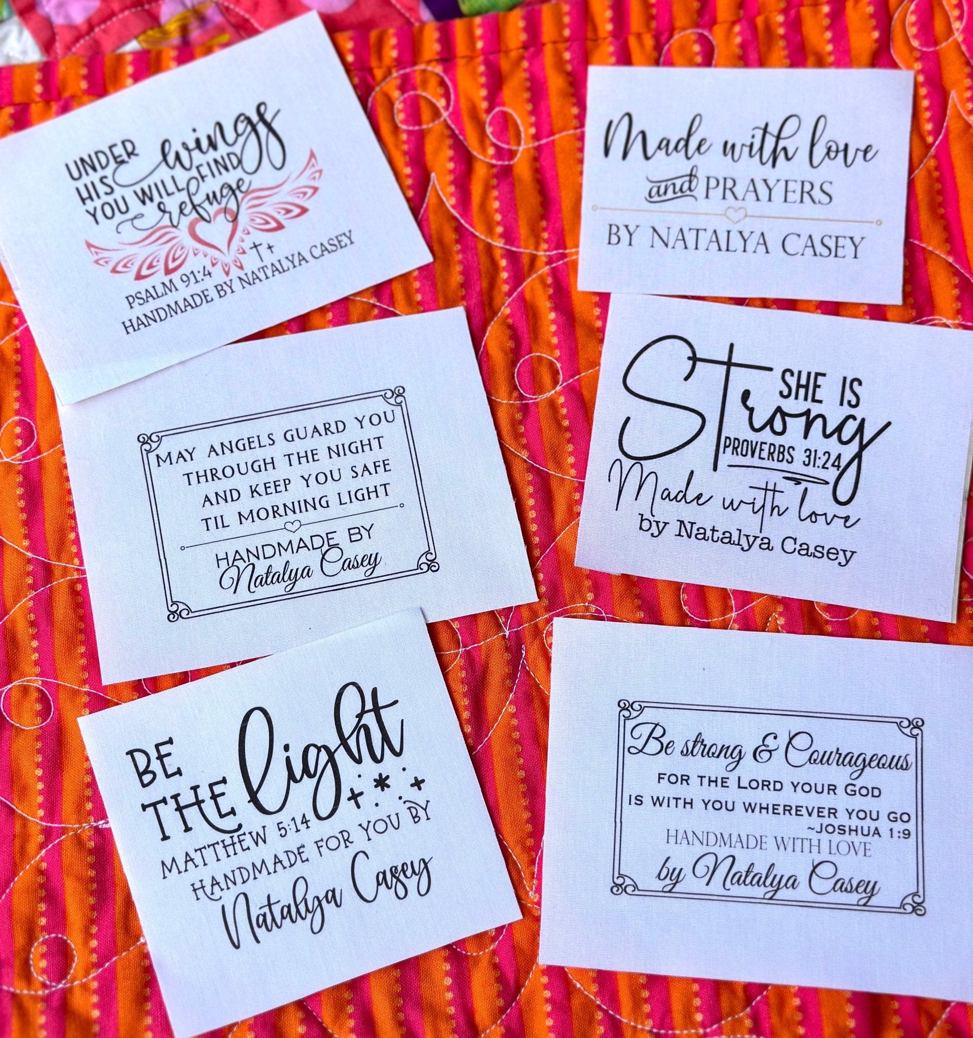 Inspirational Quilt Label Assortment - Personalized Christian Quilt Label Assortment - Jammin Threads
